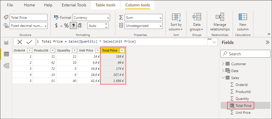 Figura 2: Calculated Column risultante Calculated Column risultante